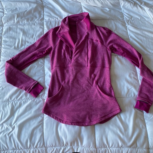 Lululemon Mini Check Pique Raspberry Base Runner Half Zip Jacket - Picture 6 of 12